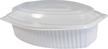 Value+ - PP7000-32WC - Oval Container - 32oz - White w/Clear Lid