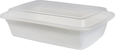Value+ - 28oz Rectangle Plastic Container - White - Retail Pack