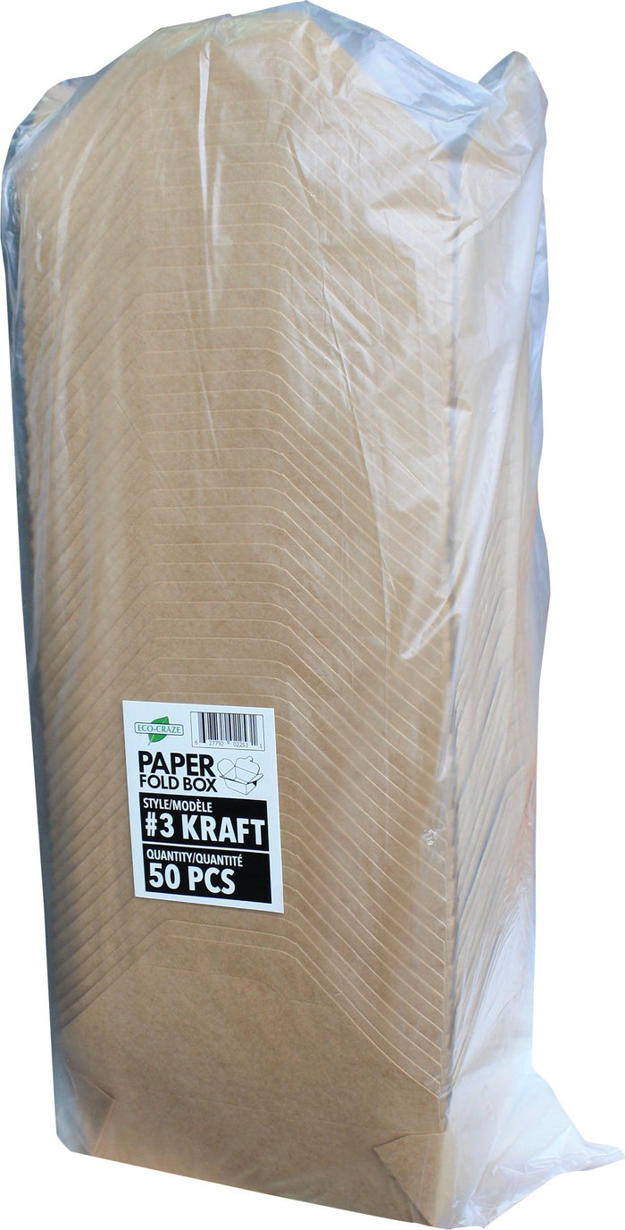 Eco-Craze - #3 Kraft Paper Fold Box - PFB03-K