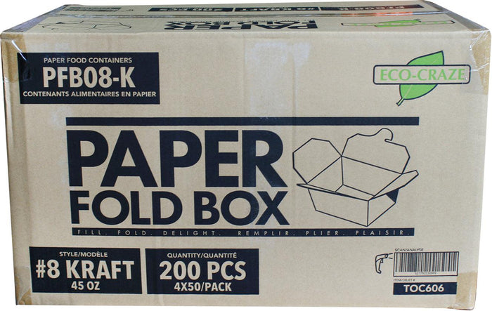Eco-Craze - #8 Kraft Paper Fold Box - PFB08-K