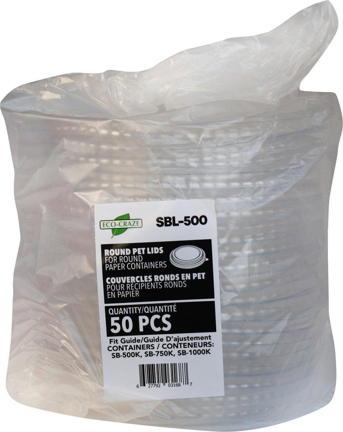Eco-Craze - PET Round Lid - fits 500/750/1000ml Paper Container - SBL-500