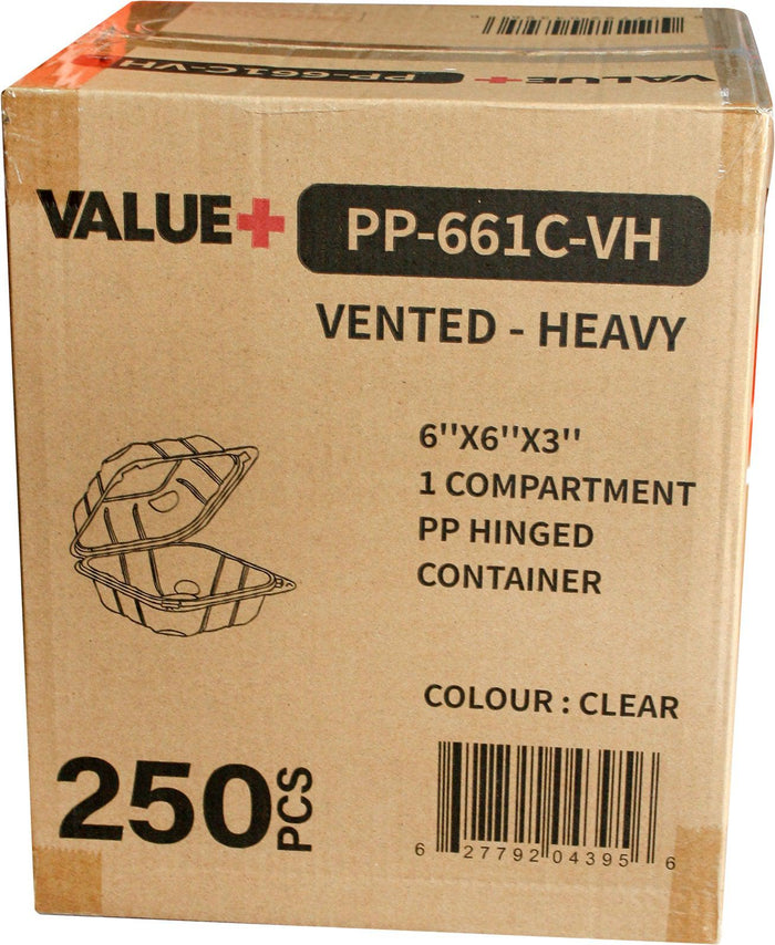 Value+ - PP-661C-VH- PP Hinged Cont. - 6x6x3