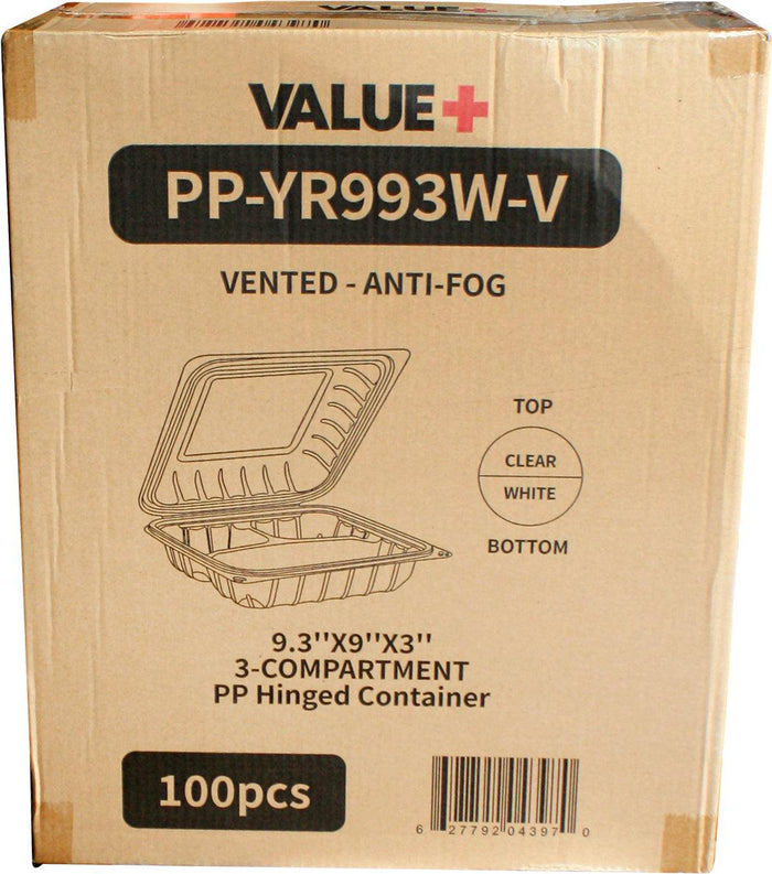 Value+ - YR993W-V - PP Hinged Cont. - 9.3x9x3