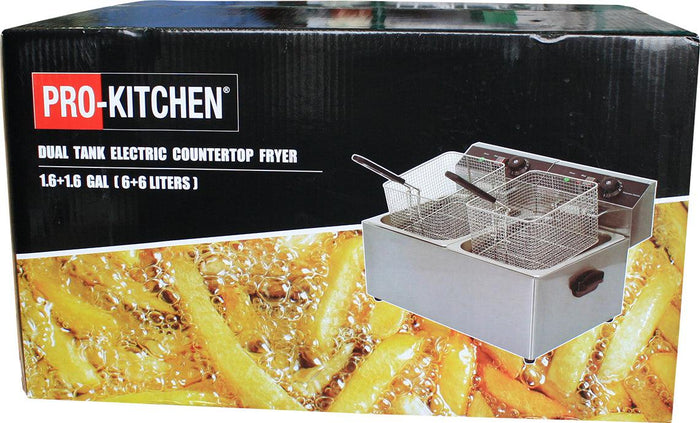 Pro-Kitchen - Double Table Top Electric Fryer - 110V - 2x6L
