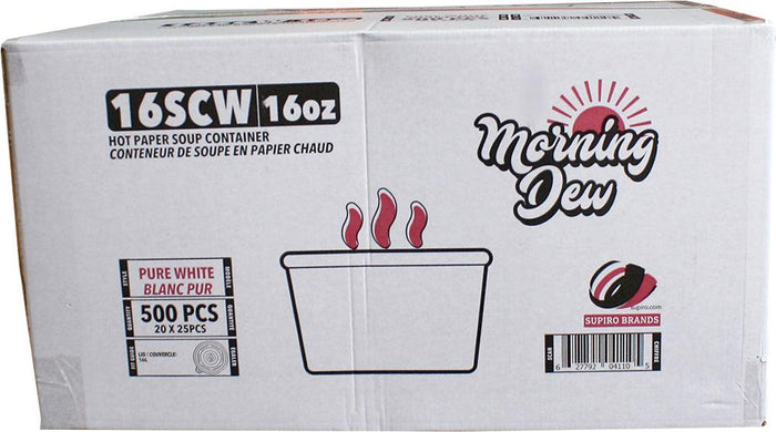 Morning Dew - 16 oz Paper Soup Container - White - 16SCW