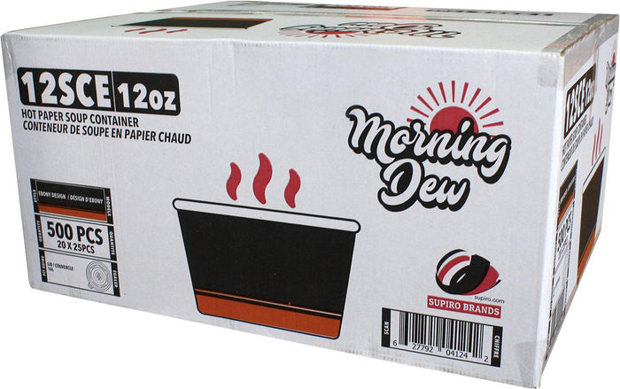 Morning Dew - 12 oz Paper Soup Container - Ebony Print - 12SCE