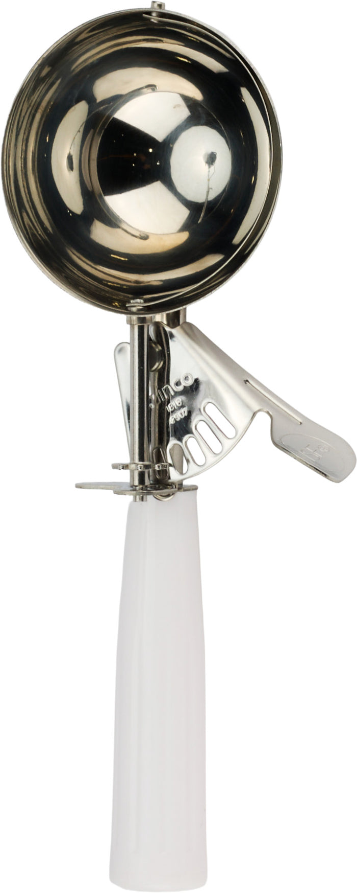 Cuillère portionneuse à crème glacée en acier inoxydable - no 6, 4,7 oz, poignée blanche