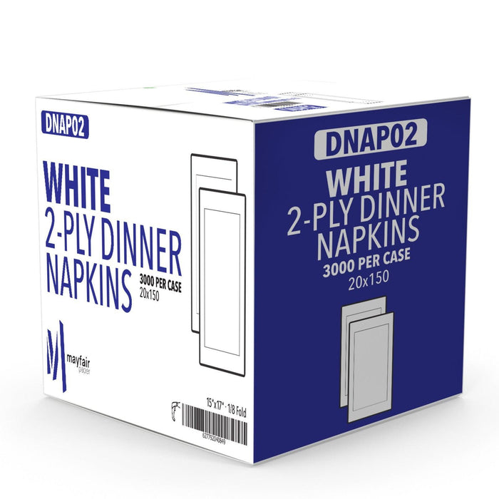 Mayfair - 2 Ply Dinner Napkins 1/8 Fold - White DNAP02