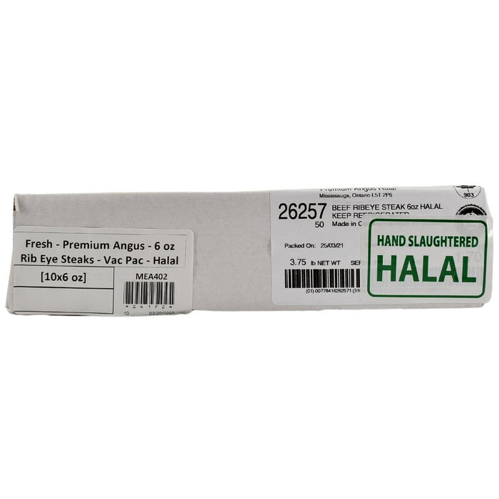 Fresh - Premium Angus - 6oz Rib Eye Steaks - Vac Pac - Halal
