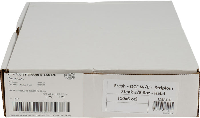 Fresh - OCF W/C - Striploin Steak E/E 6oz - Halal