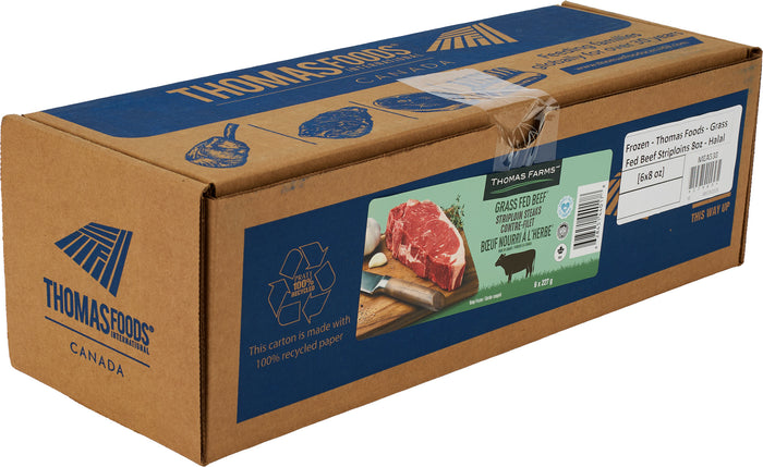 Frozen - Thomas Foods - Grass Fed Beef Striploins 8oz - Halal