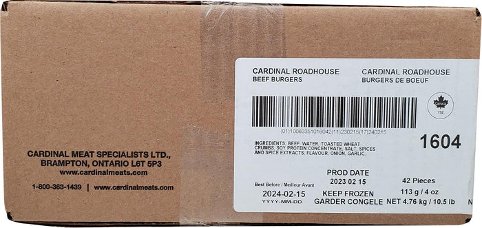 Frozen - Cardinal - 4oz Beef Burger - 1604