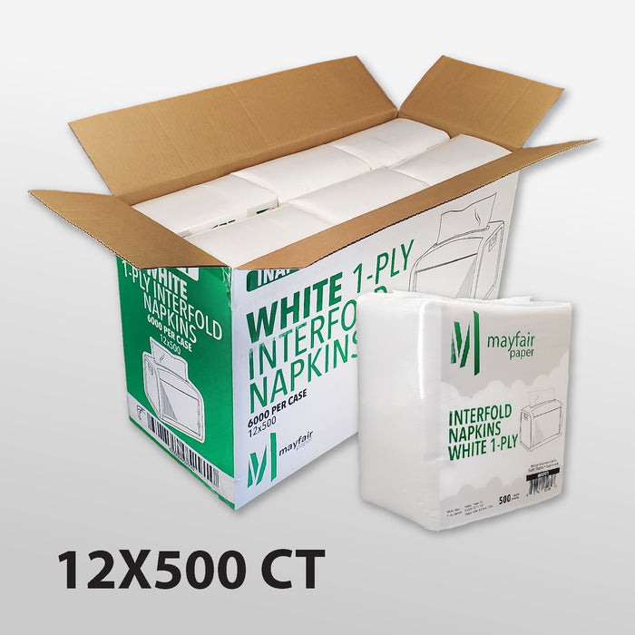Mayfair - 1 ply Interfold Napkins 1/4 Fold - White - INAP01