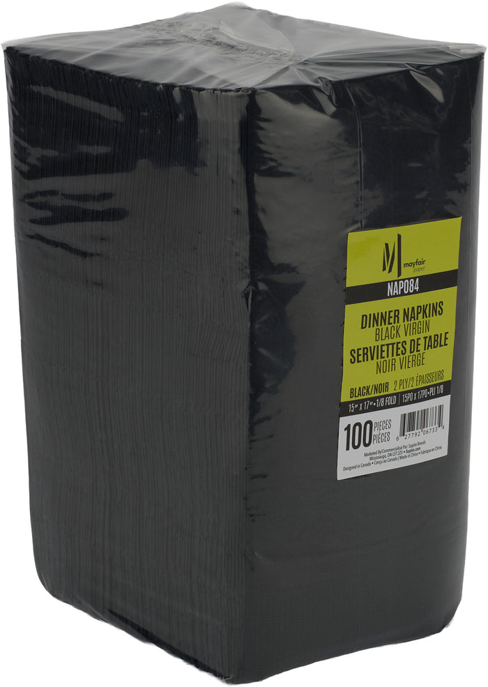 Mayfair - 2 Ply Dinner NaPKIN 1/8 Fold - Black