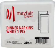 Mayfair - 1 Ply Dinner Napkins 1/8 Fold - White - DNAP01