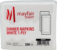 Mayfair - 1 Ply Dinner Napkins 1/8 Fold - White - DNAP01