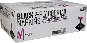Mayfair - 2 Ply Cocktail Napkins 1/4 Fold - Black