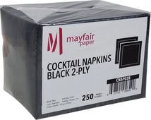 Mayfair - 2 Ply Cocktail Napkins 1/4 Fold - Black