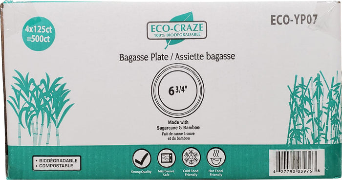 Eco-Craze - Bagasse Plate - 6.75