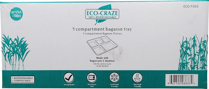 Eco-Craze - Bagasse - 5 Compatment Plate