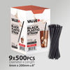 Value+ - 8'' - Black Plastic Straw - 6 mm