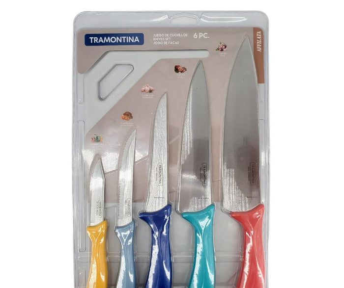 Tramontina - 6 PC Knife/Cutting Board Set - Colors