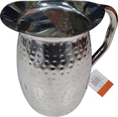 Winco - 2 Qt. Bell Pitcher w/ Ice Catcher - Hammered - S/S