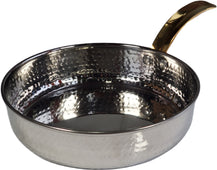 Fry Pan SS Hammered 800Ml No.4 With 1 Long Gold Handle, 18cm