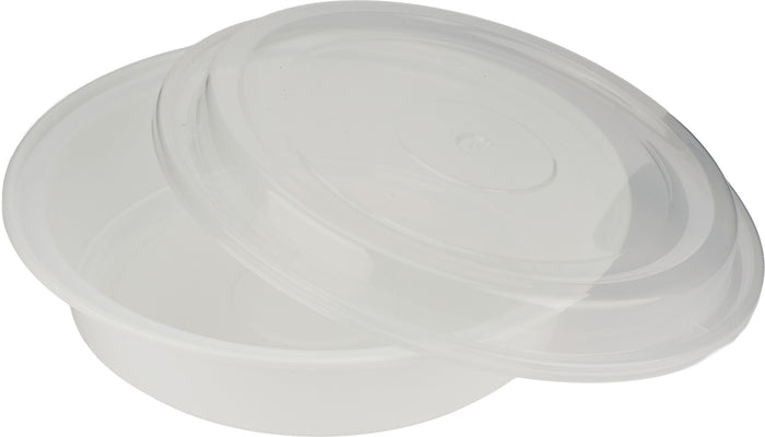 Rhino - Contenant rond PP robuste de 9 po Ã  3 compartiments - Blanc