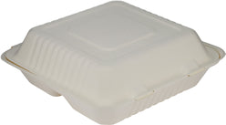 Eco-Craze - Bagasse Clamshell Hinged Container - 9X9 - 3 Compartment