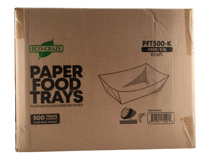 Eco-Craze PFT500-K #500 5 lb Kraft Paper Food Tray
