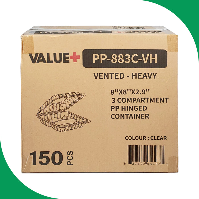 Value+ - PP-883C-VH Premium Food Container 8x8x2.9