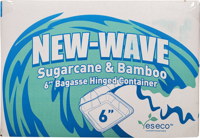XC - E2E Foodpack - Bagasse Clamshell Container - 6x6