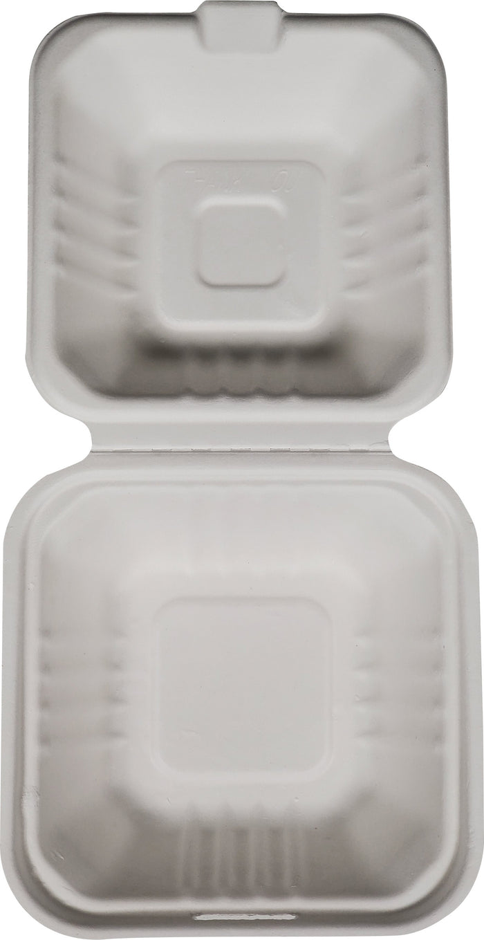 XC - E2E Foodpack - Bagasse Clamshell Container - 6x6