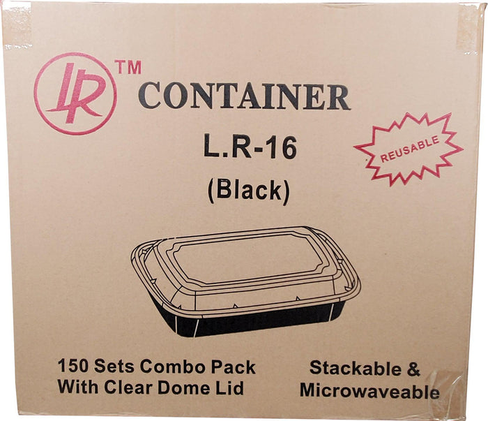 LR - Black Plastic Cont. Rectangular - 16oz - LR16
