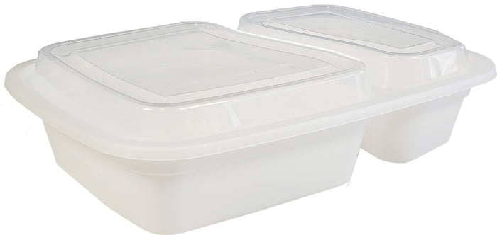 Value+ - 24oz 2 Compartment Rectangle Container - White