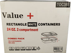 Value+ - 24oz 2 Compartment Rectangle Container - White