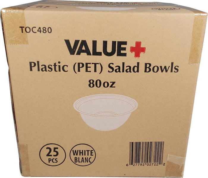 Value+ - 80oz Salad Bowl - PET - White - SRZ80