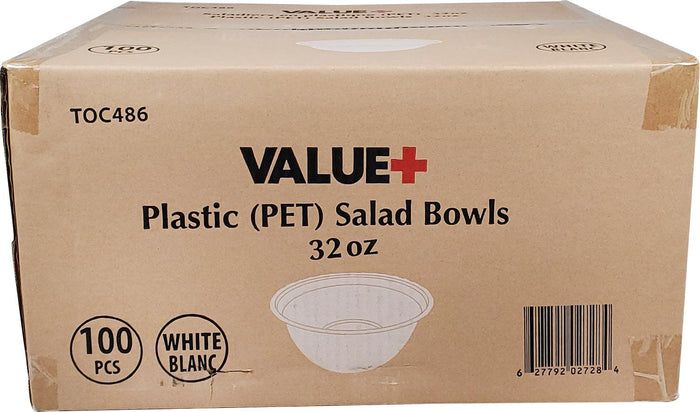 Value+ - 32oz Salad Bowl - PET - White