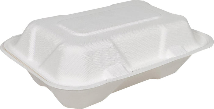 Eco-Craze - 9x6x3 Bagasse Clamshell Container