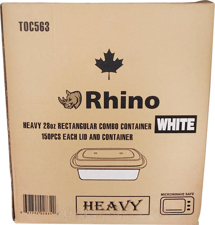Rhino - Heavy 28Oz Rectangular Combo Container - White
