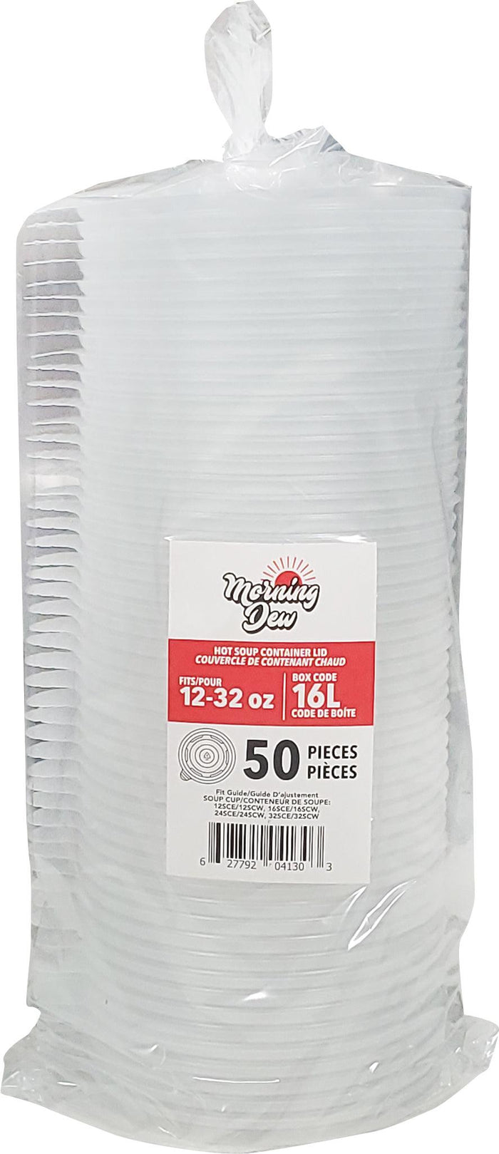 Morning Dew - Plastic Lids for 12 to 32 oz Paper Soup Container - 16L