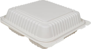 XE - Eco-Craze - Corn Starch Clamshell Container - 8X8 - 3 Comp