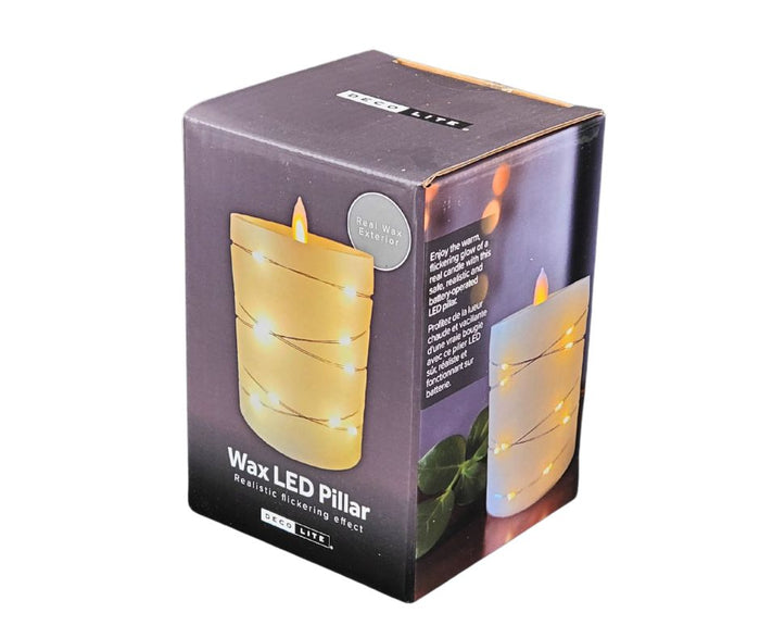 Deco Lite LED Pillar w/String Lights - 3x3.9