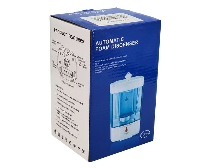 Liquid Soap Dispenser - 700ml - Automatic Sensor - White & Clear - ReQ 4 'AA' Battery