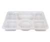 Plastic Tray (Thali) - 6 Compartment - White