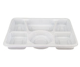 Plastic Tray (Thali) - 6 Compartment - White