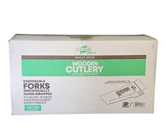 Eco-Craze - Wooden Fork - Individually Paper Wrapped