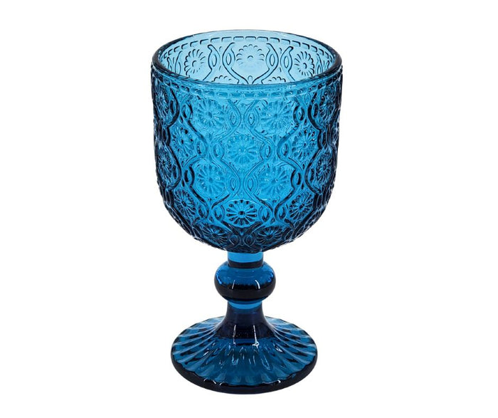 Hobnail Wine Glass 250ml - Blue - XR824
