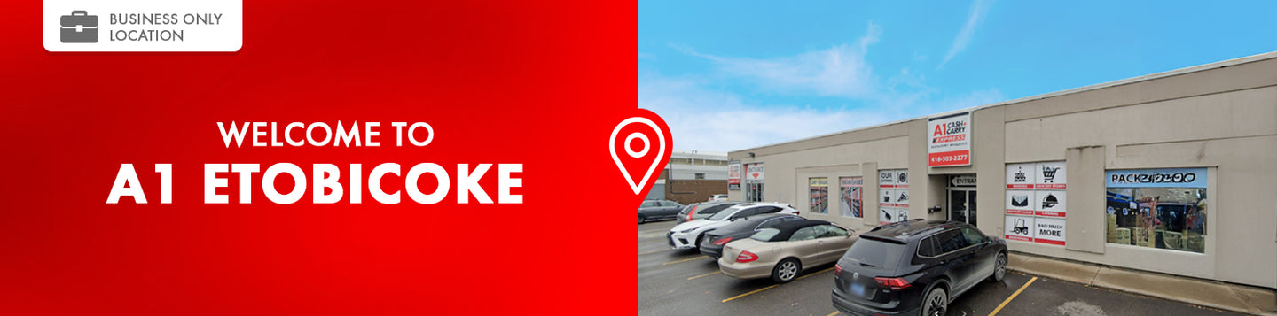 Welcome to A1 Toronto Etobicoke. This is a business only location. Exterior of the A1 Cash and Carry Toronto Etobicoke store.